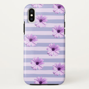 Pastel strepenpatroon met madeliefjes iPhone XS hoesje
