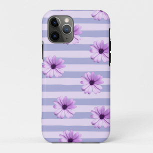 Pastel strepenpatroon met madeliefjes iPhone 11 pro hoesje