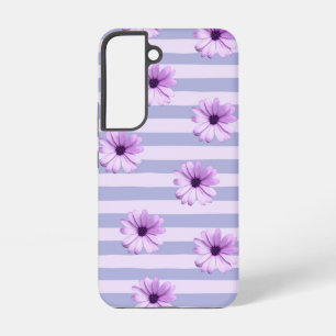Pastel strepenpatroon met madeliefjes samsung galaxy hoesje