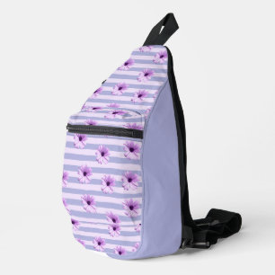 Pastel strepenpatroon met madeliefjes sling bag