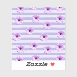 Pastel strepenpatroon met madeliefjes sticker