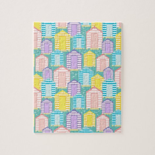 Pastel Striped Beach Huts Legpuzzel (Verticaal)