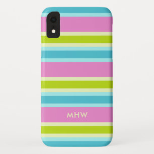 Pastel Stripes aangepaste monogram telefoongevalle iPhone XR Hoesje