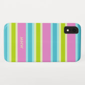 Pastel Stripes aangepaste monogram telefoongevalle Case-Mate iPhone Case (Achterkant (horizontaal))