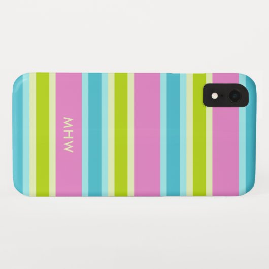 Pastel Stripes aangepaste monogram telefoongevalle Case-Mate iPhone Case (Achterkant (horizontaal))