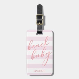 Pastel Stripes Beach Baby Bagagelabel