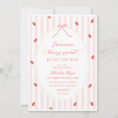 Pastel Stripes Berry Sweet Baby Shower Invitation (Devant)