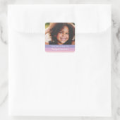 Pastel Stripes Cute Script Name Kinder School Paar Vierkante Sticker (Tas)