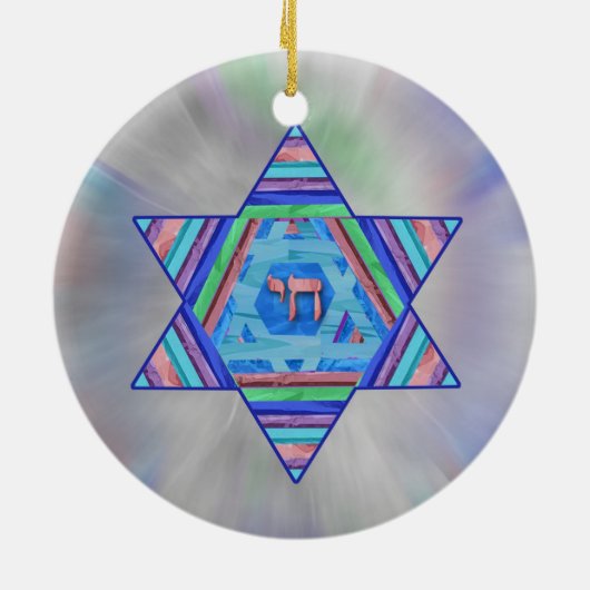 Pastel Stripes Hanukkah Star Ornament (Achterkant)