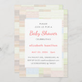 Pastel Stripes Patchwork Baby Shower Invitation (Devant / Derrière)