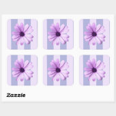 Pastel stripes pattern with Daisies Vierkante Sticker (Vel)