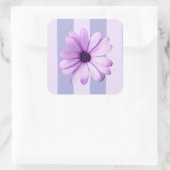 Pastel stripes pattern with Daisies Vierkante Sticker (Tas)