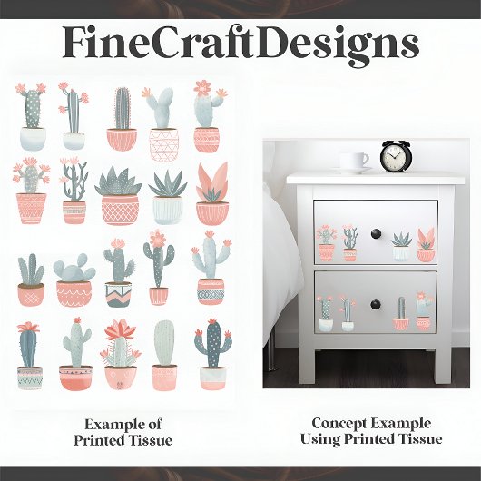 Pastel Succulent Cactus Collectie D1 Decoupage Tissuepapier