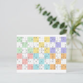 pastel sudoku briefkaart (Staand voorkant)