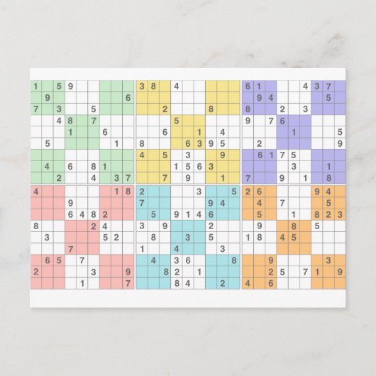 pastel sudoku briefkaart (Voorkant)