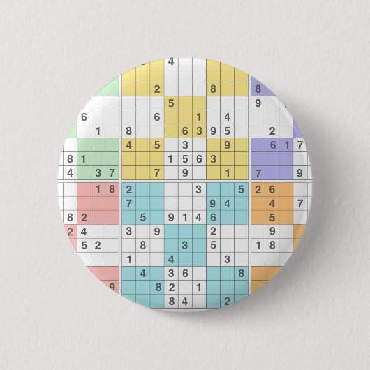 pastel sudoku ronde button 5,7 cm (Voorkant)