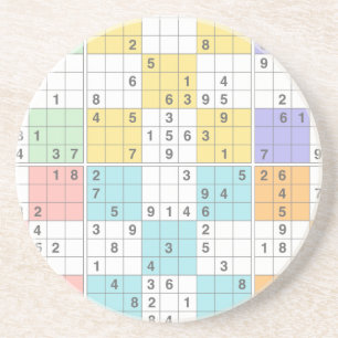 pastel sudoku zandsteen onderzetter