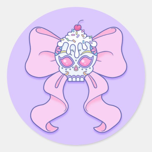 Pastel Sugar Skull Ronde Sticker (Voorkant)