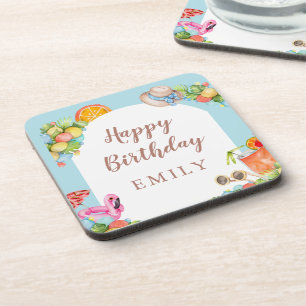 Pastel Summer Birthday Party Bier Onderzetter