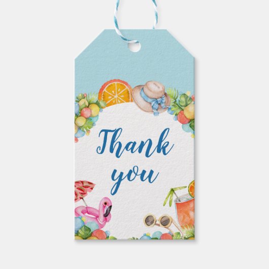 Pastel Summer Birthday Party Cadeaulabel (Voorkant)