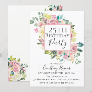 Pastel Summer Floral Birthday Party Invitation Kaart