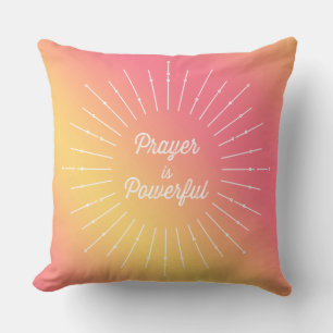 Pastel Sun Ray Prayer is krachtig Christelijk Kussen