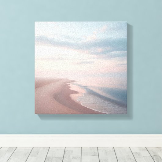 Pastel Sunrise Beach Canvas, Serene Morning Ocean  Canvas Afdruk (Insitu (Houten vloer))