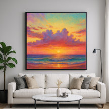 Pastel Sunset Beach - schilderachtige stijl zeegez