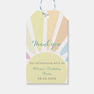 Pastel Sunshine Dank je Birthday Party Cadeaulabel