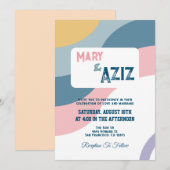 Pastel Super Retro les années 70 Faire-part de mar (Devant / Derrière)