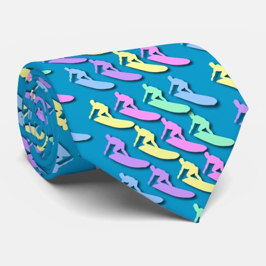 Pastel Surfer Pattern Stropdas (Opgerold)
