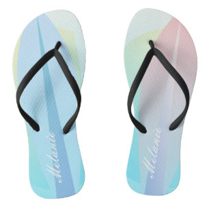 Pastel Surfplank Roze Blauwe Naam Patroon Teenslippers