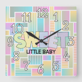 Pastel Sweet Baby Nursery Wall Clock Vierkante Klok
