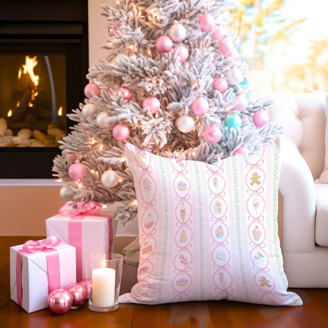 Pastel Sweet Holiday Treats Monogram Crest  Kussen (Creator heeft geüpload)
