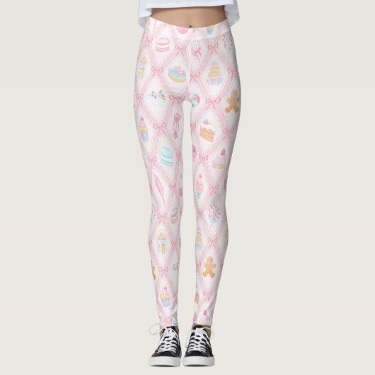 Pastel Sweet Holiday Treats with Bows Leggings (Voorkant)