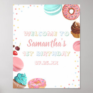 Pastel Sweet Snoep Lolipop Cupcake Donut Birthday Poster