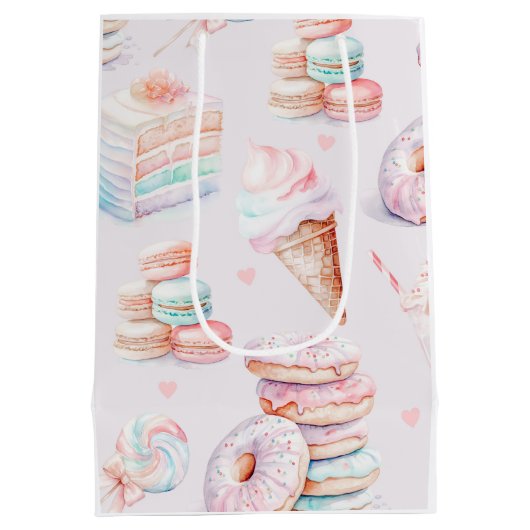 Pastel Sweets verjaardagsfeestje Medium Cadeauzakje (Achterkant)