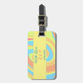 PASTEL SWIRL RETRO NAAM TOEVOEGEN LETTER DATUM MOD BAGAGELABEL (Voorkant verticaal)