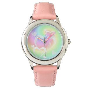 Pastel Swirls Hearts Wrist Watch Horloge