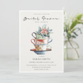 Pastel tasses empilées Fête des mariées Invitation (Debout devant)