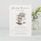 Pastel tasses empilées Fête des mariées Invitation (Debout devant)