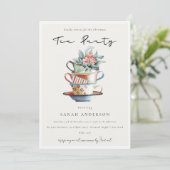 Pastel tasses empilées Noël Tea Party Invitation (Debout devant)