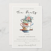 Pastel tasses empilées Noël Tea Party Invitation (Devant / Derrière)