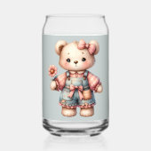 Pastel Teddy Bear Holding Flower Wear Overalls (Recto)