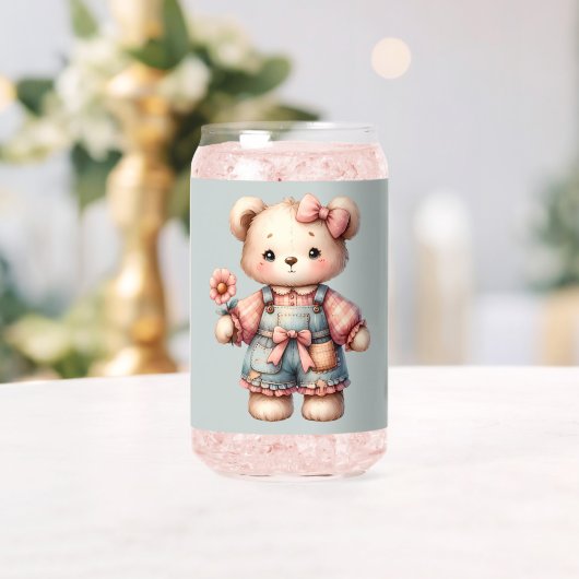 Pastel Teddy Bear Holding Flower Wear Overalls (Insitu (Mariage))