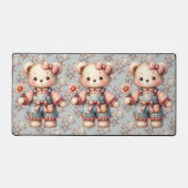 Pastel Teddy Bear Holding Flower Wear Overalls (Recto)