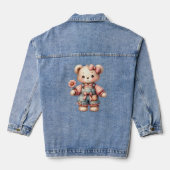 Pastel Teddy Bear Holding Flower Wear Overalls (Verso)