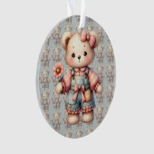Pastel Teddy Bear Holding Flower Wear Overalls (devant)