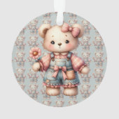 Pastel Teddy Bear Holding Flower Wear Overalls (dos)