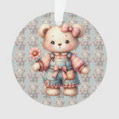 Pastel Teddy Bear Holding Flower Wear Overalls (devant)